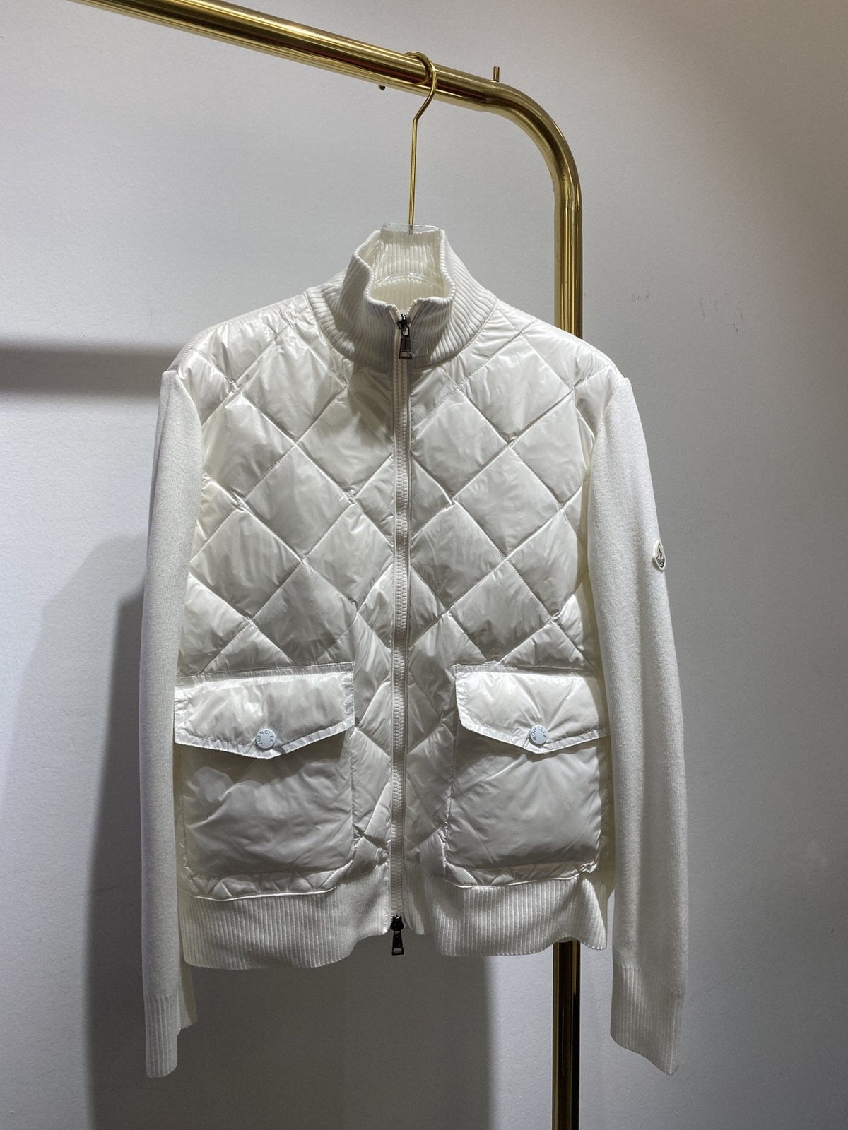 Moncler Diamond-Quilted Knit Sleeve Jacket — hero