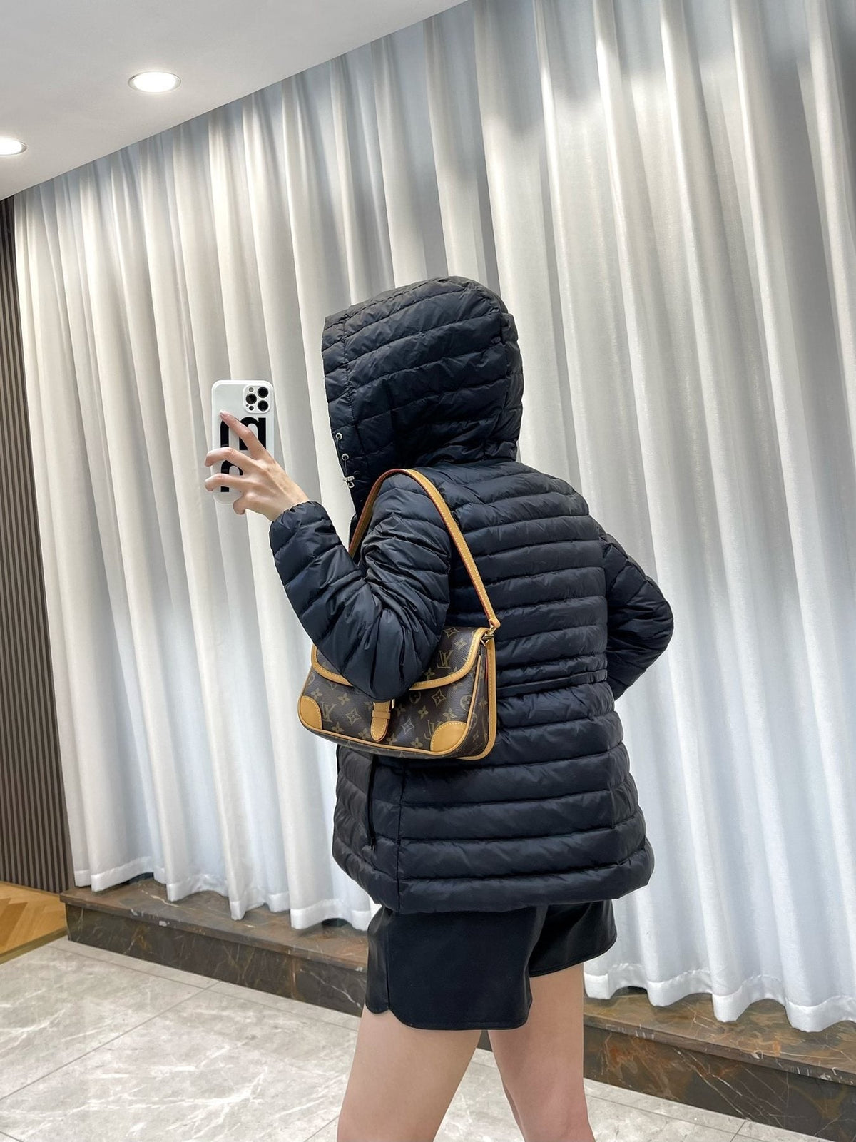Moncler Short Hooded Down Coat — back