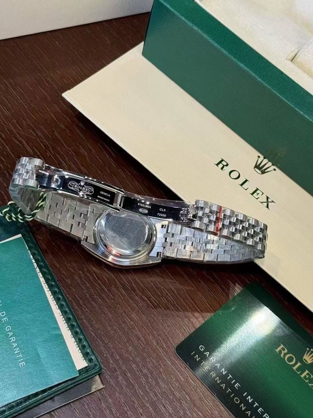 Rolex Pearlescent Gray Dial Watch — back