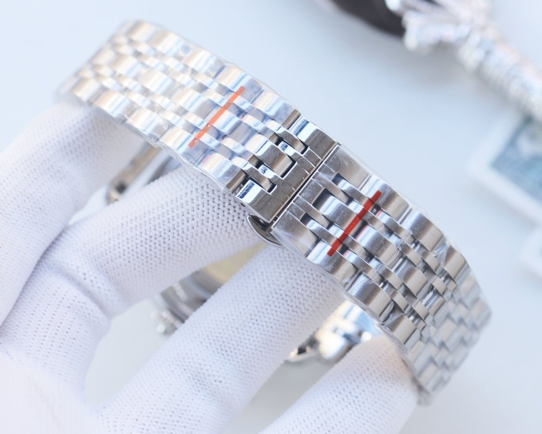 Rolex Silver Green Dial Bracelet Watch — detail